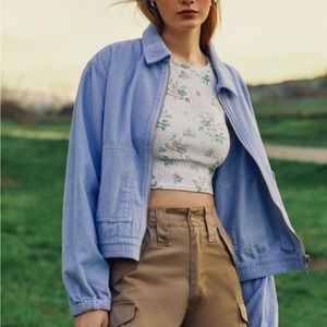 Urban outfitters blue corduroy cropped jacket